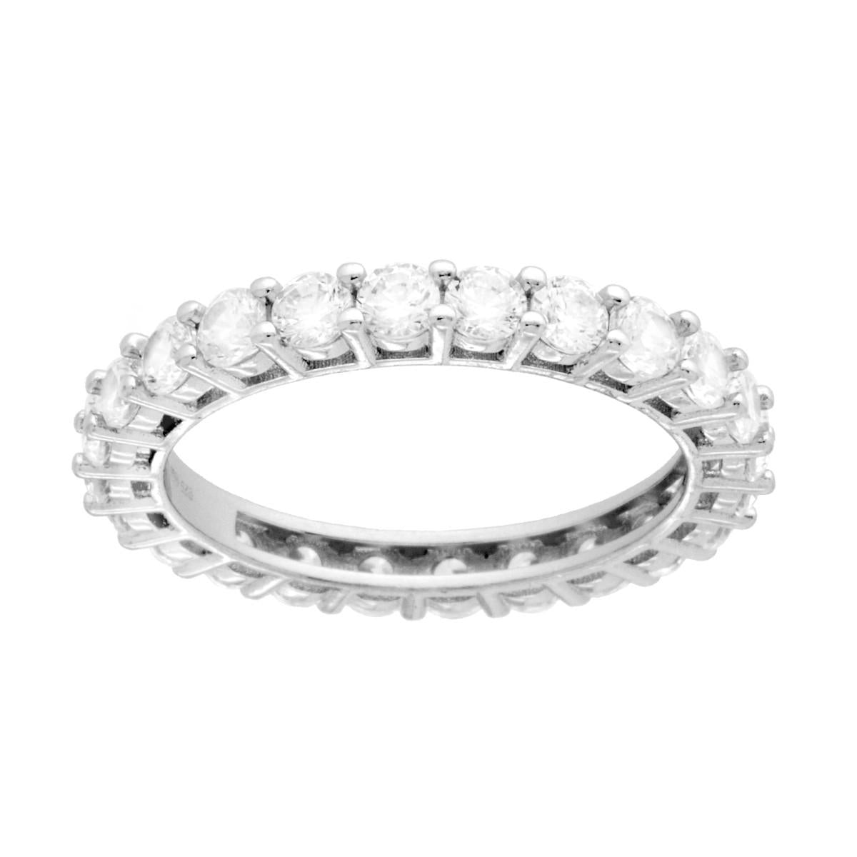 Anello Eternity Veretta a giro con Cubic Zirconia Bianchi mm 3 in ARGENTO 925 Galvanica Rodio