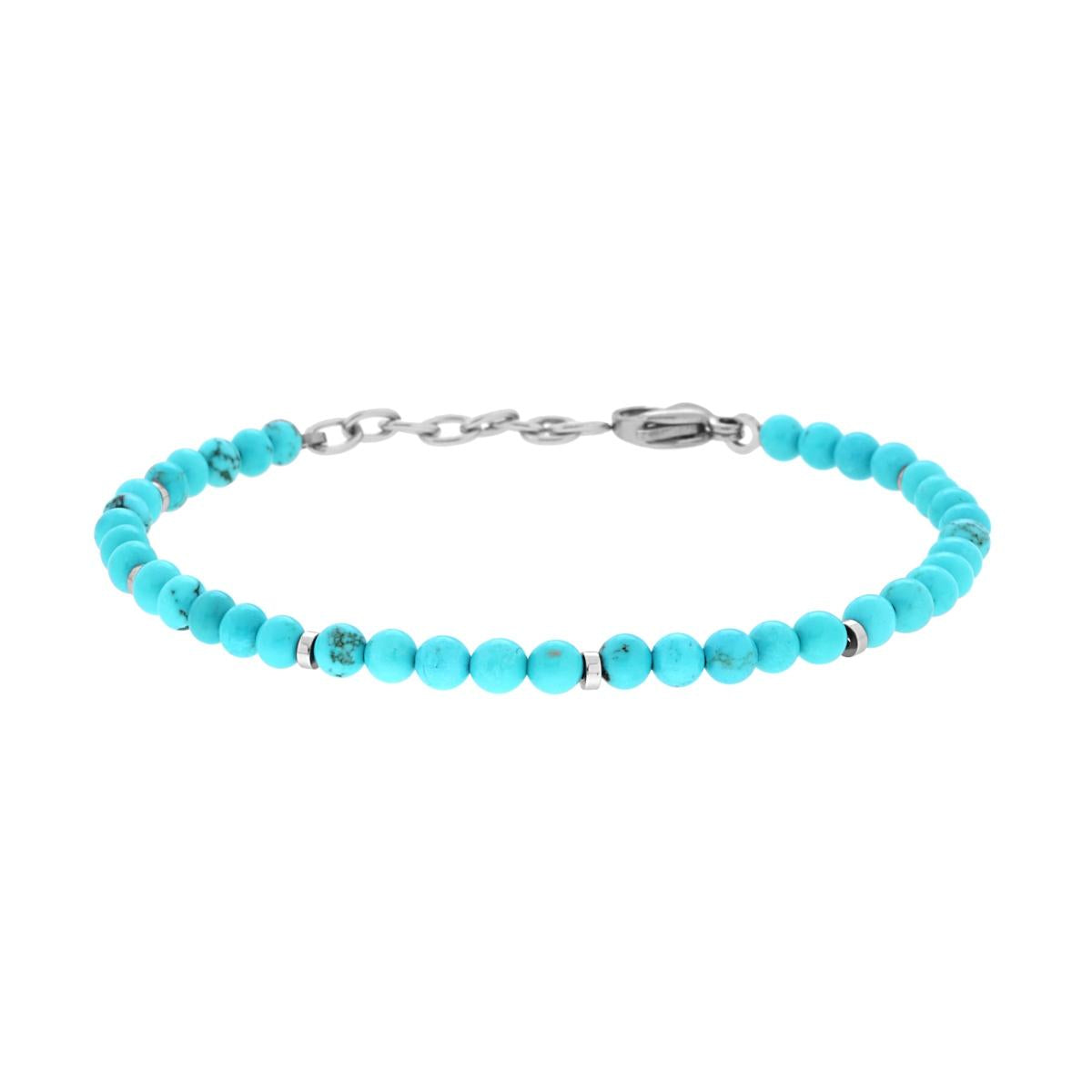 Bracciale Catena con Pietre Naturali Turchese e accessori in ACCIAIO