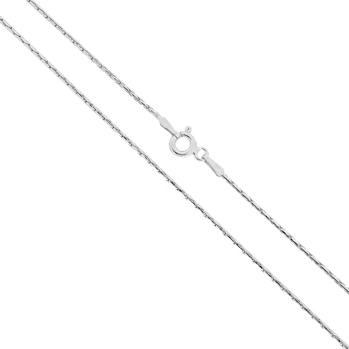 Catena Cardano Tonda Diamantata sezione mm 1 lunghezza cm 50 in ARGENTO 925 Galvanica Rodio