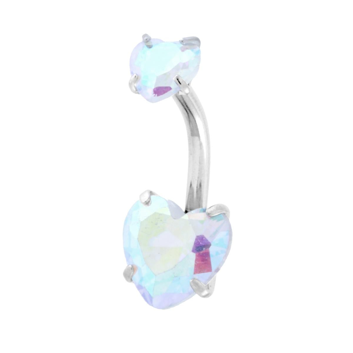 Body Piercing Banana mm 20 Cuori Crystal Boreale mm 5 e 8 in ACCIAIO Chirurgico