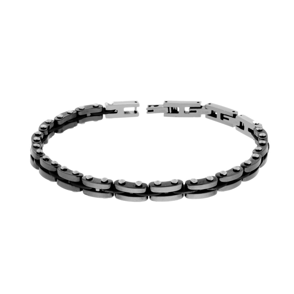 Bracciale Uomo Imperniato con Ceramica Antracite in ACCIAIO