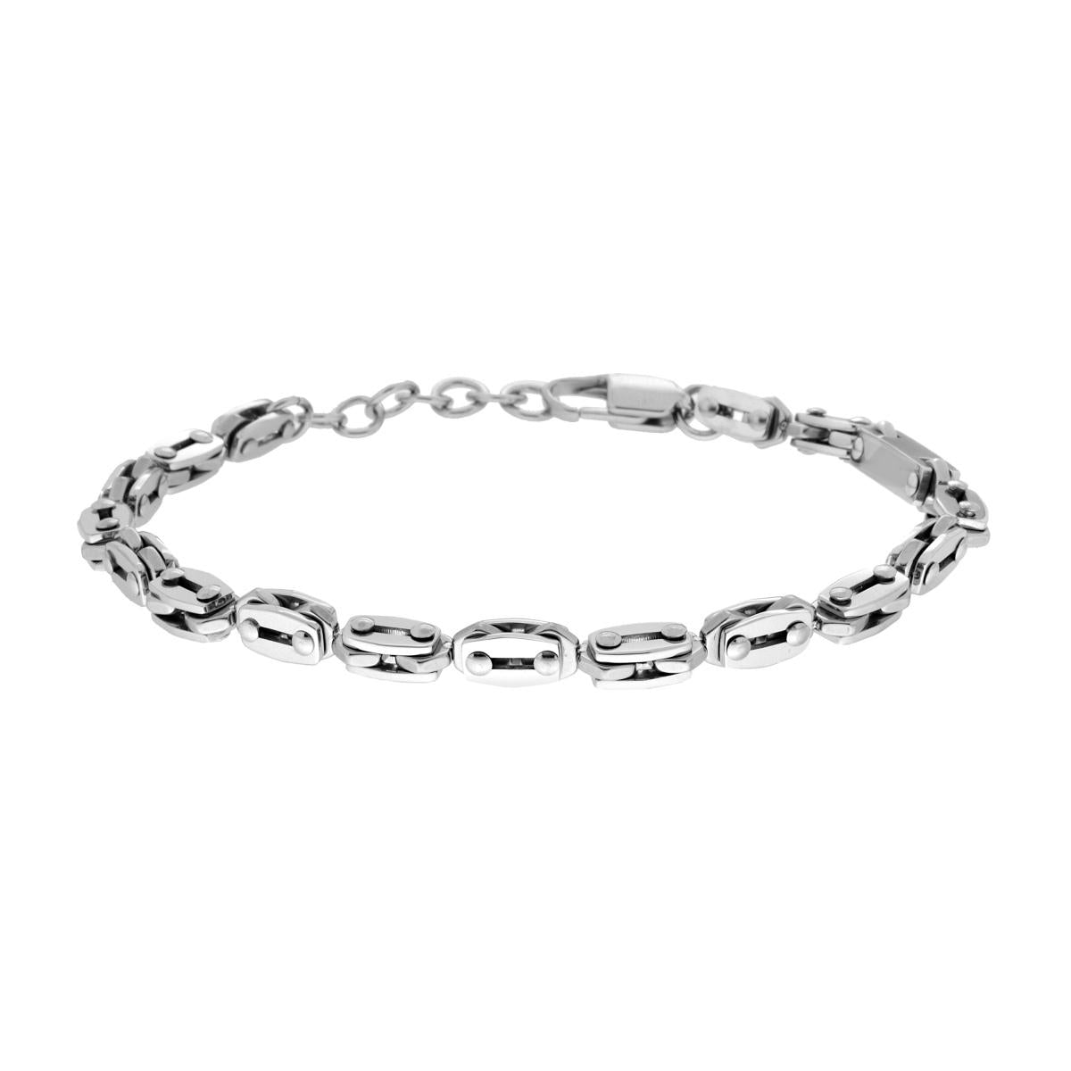 Bracciale Uomo Catena Imperniata Ingranaggi con accessorio in ACCIAIO