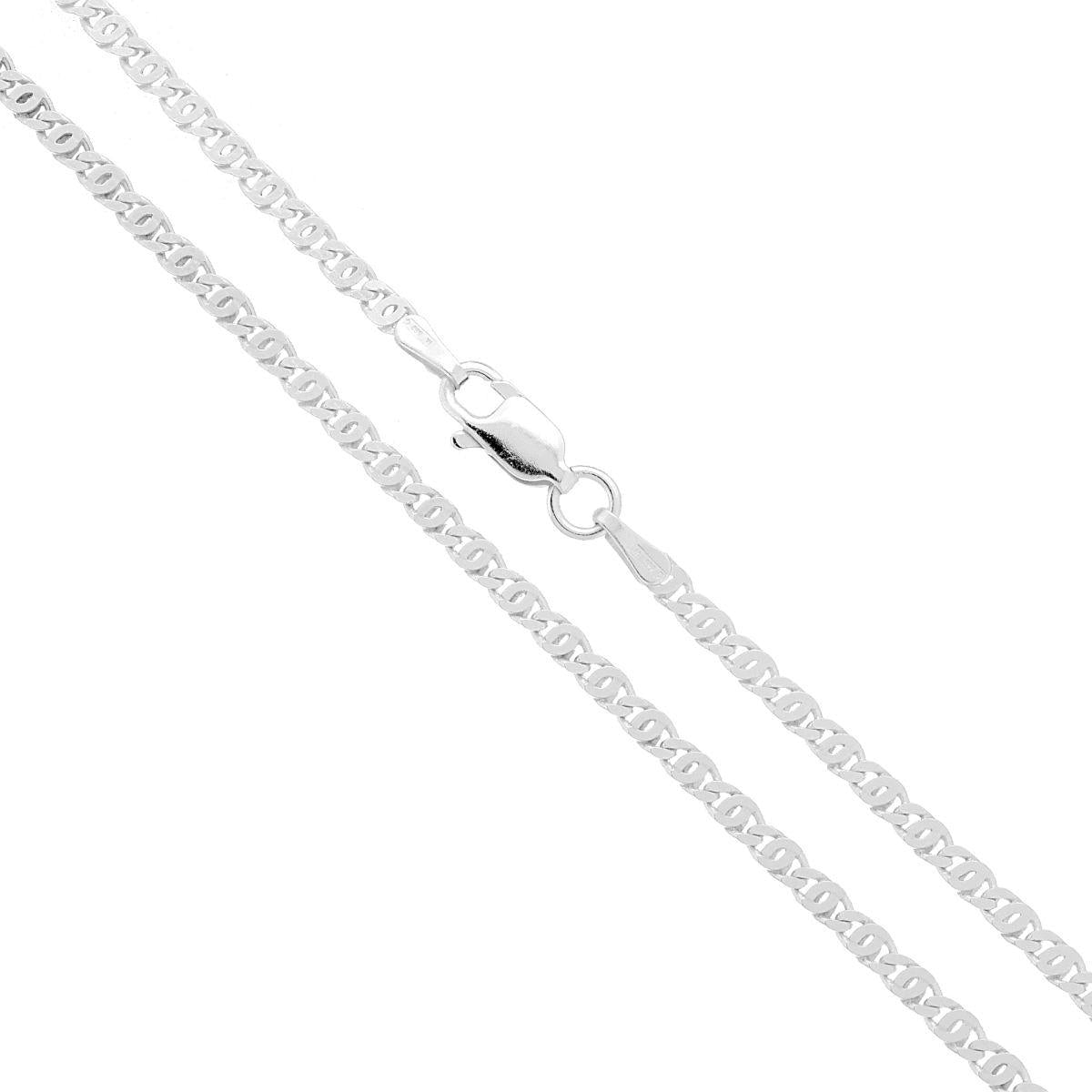 Catena Occhio di Tigre Diamantata 060 sezione mm 2.4 lunghezza cm 50 in ARGENTO 925