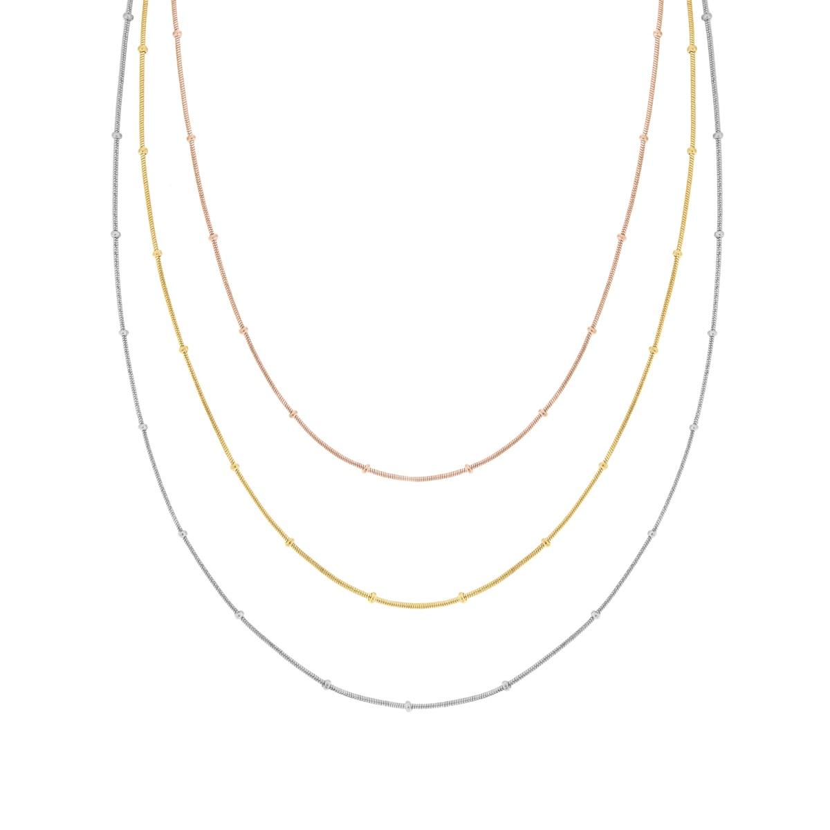 Collana tre fili Catena Coda di Topo in ACCIAIO colore Oro Acciaio e Rosa