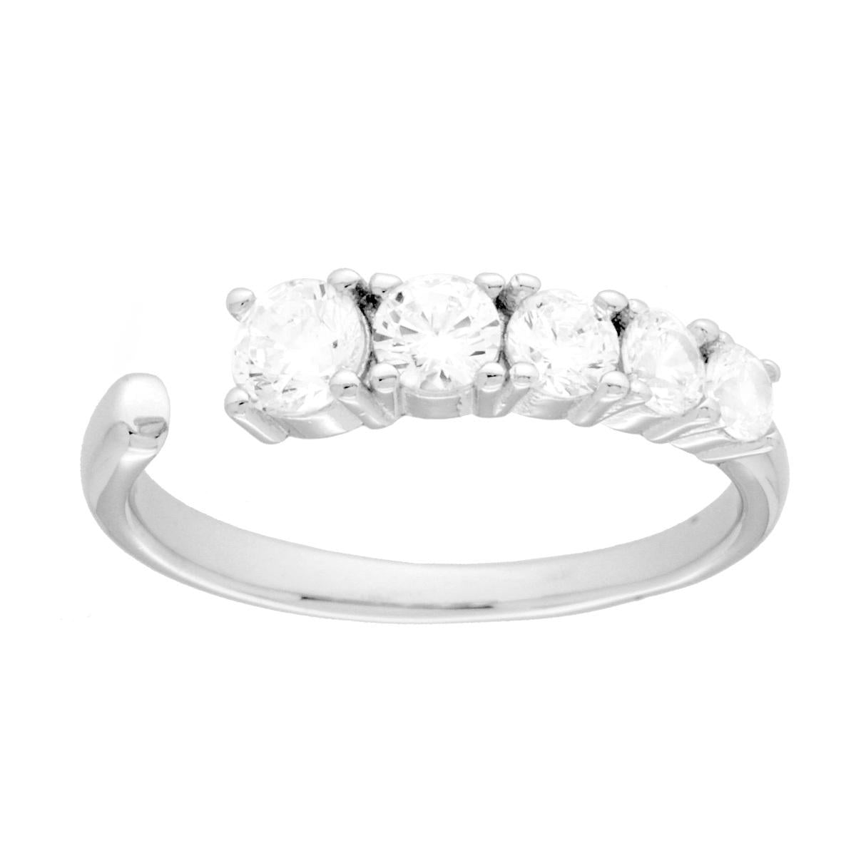 Anello Veretta Aperta con Cubic Zirconia Degrade Bianchi in ARGENTO 925 Galvanica Rodio