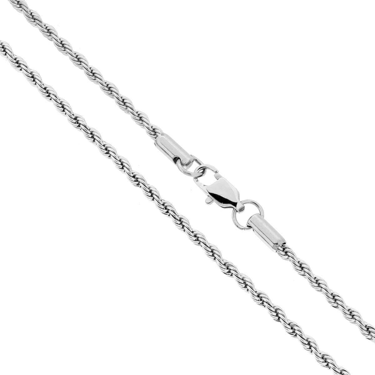 Catena Corda Diamantata sezione mm 2.4 lunghezza cm 50 in ACCIAIO