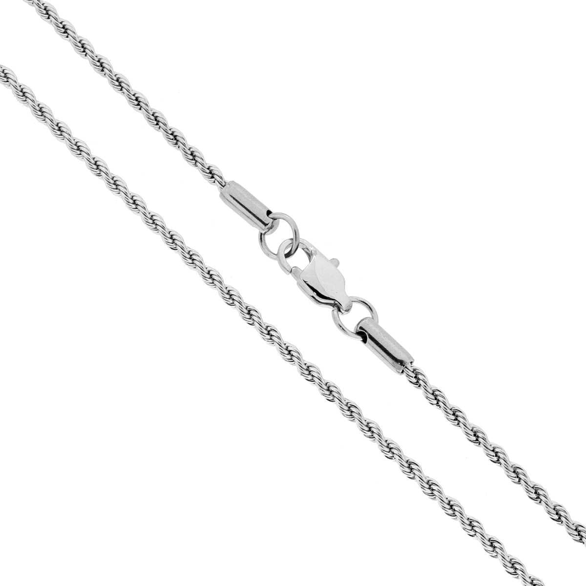 Catena Corda Diamantata sezione mm 2 lunghezza cm 45 in ACCIAIO