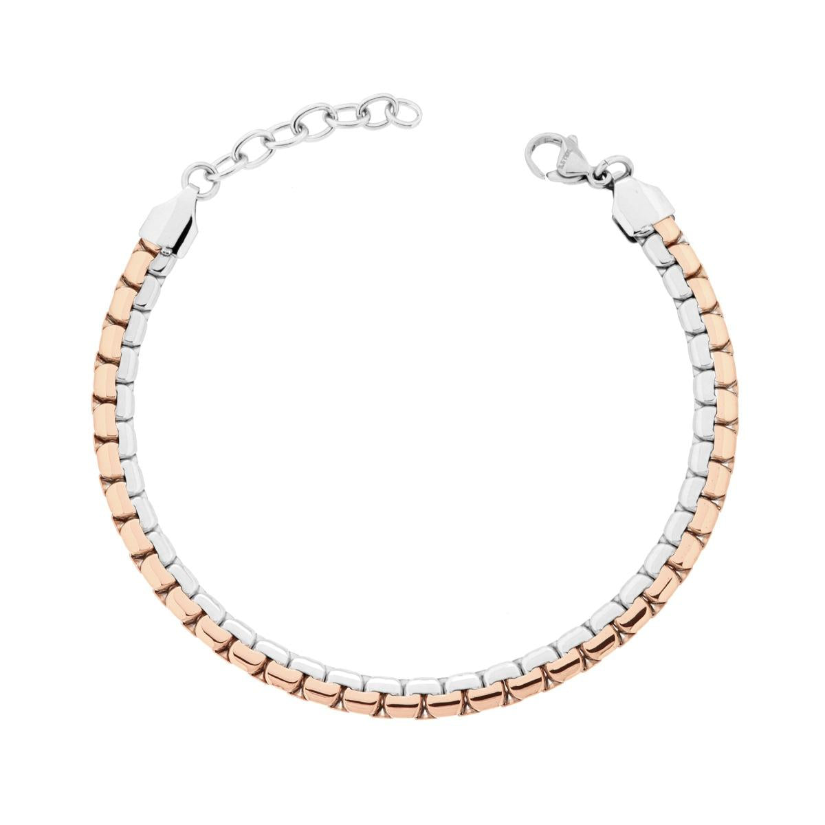 Bracciale Catena Veneziata tonda Piatta Rosa in ACCIAIO