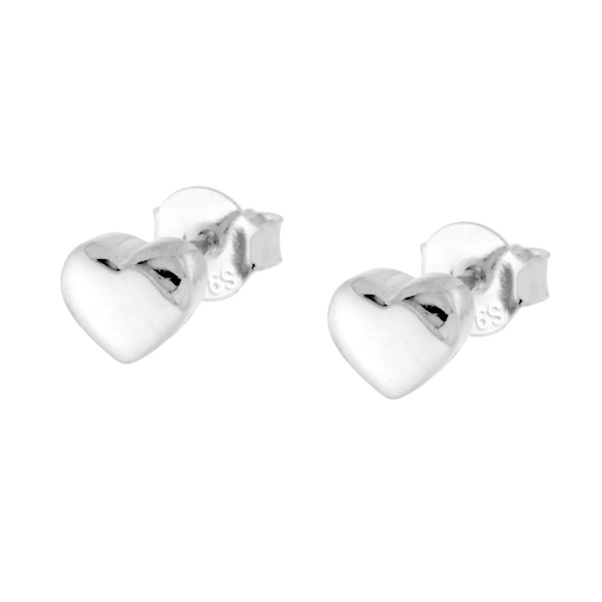 Orecchini Cuore Bombato in ARGENTO 925 Galvanica Rodio