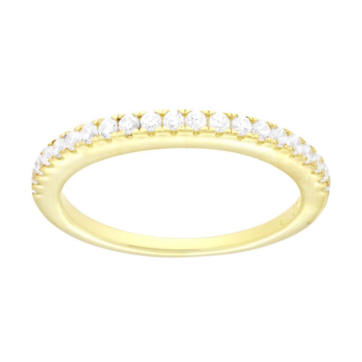 Anello Veretta con Cubic Zirconia Bianchi mm 1.5 in ARGENTO 925 Galvanica Oro