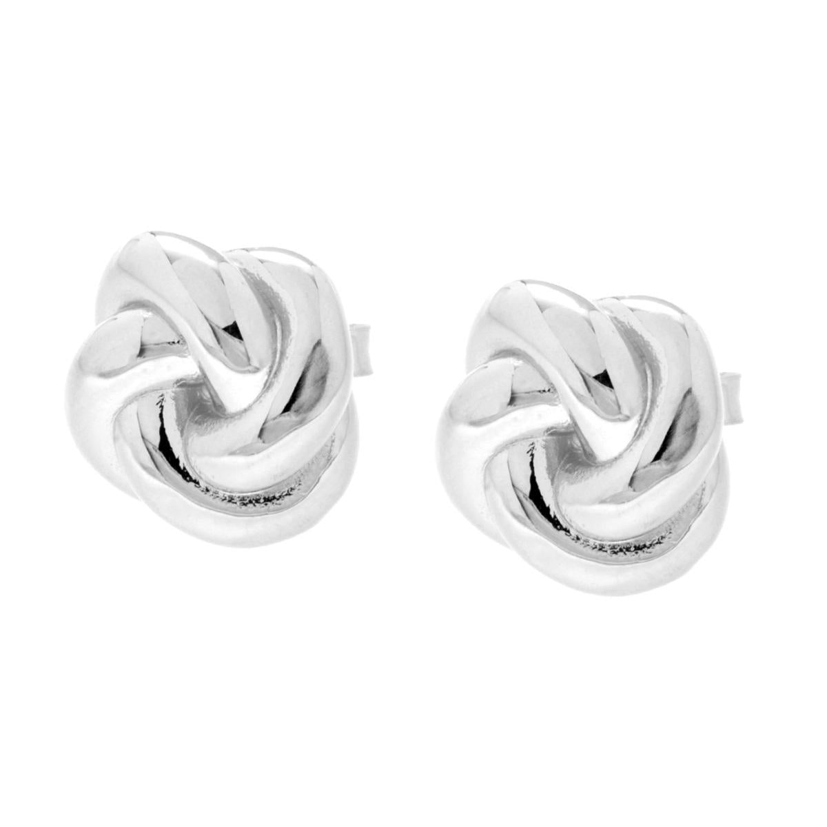 Orecchini Nodo Bombato in ARGENTO 925 Galvanica Rodio