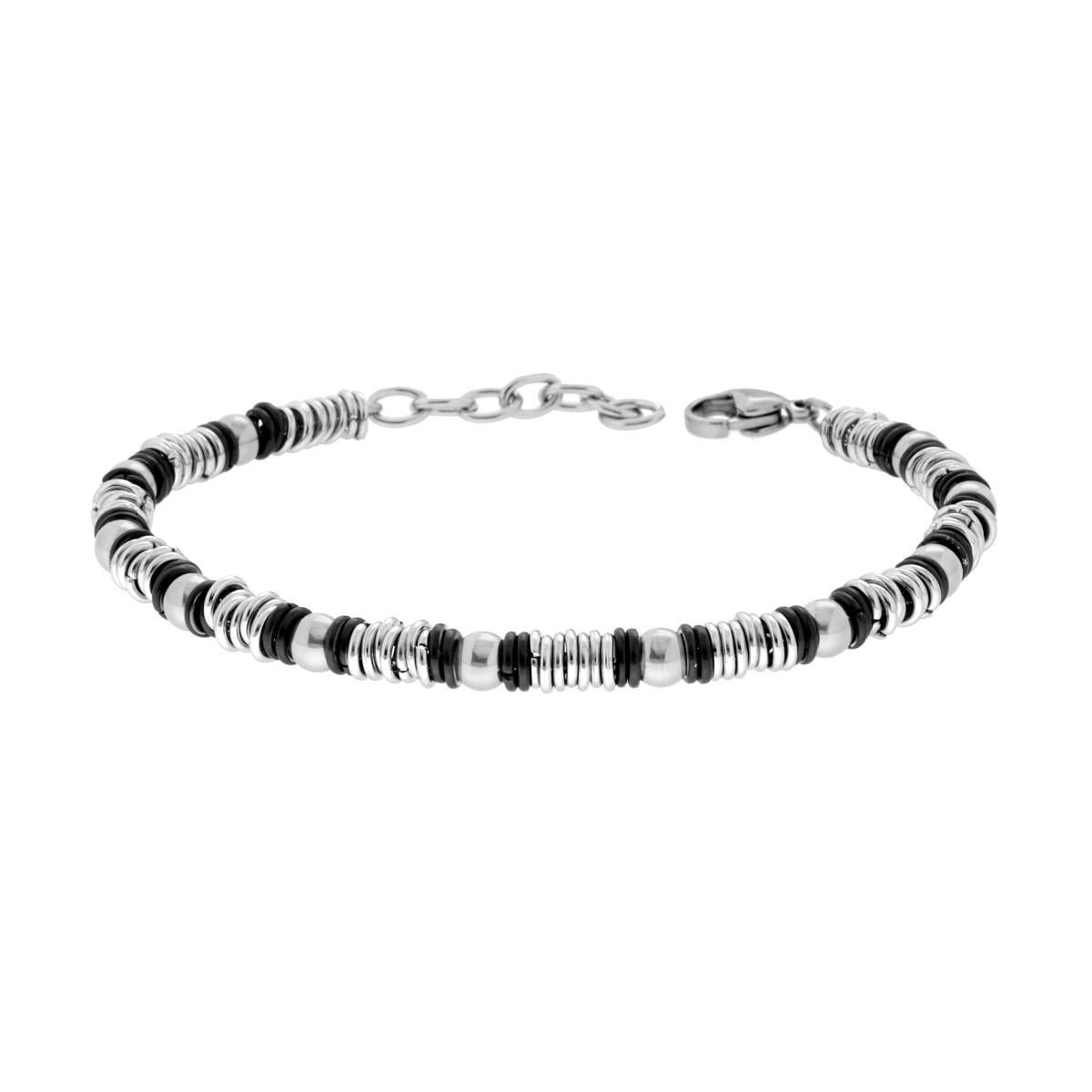 Bracciale Catena con Anelli e Palline in ACCIAIO