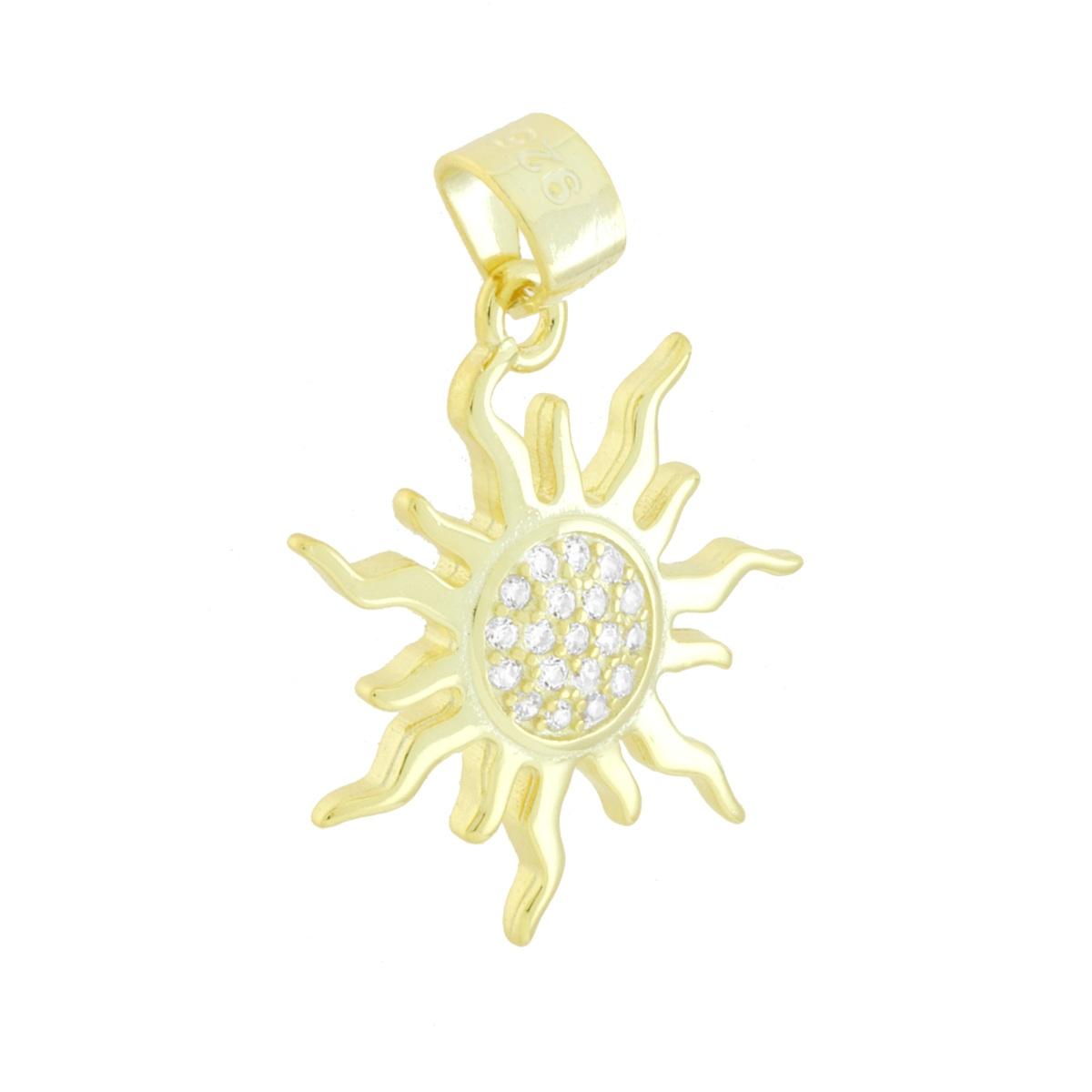 Ciondolo Sole con Cubic Zirconia Bianchi in ARGENTO 925 Galvanica Oro