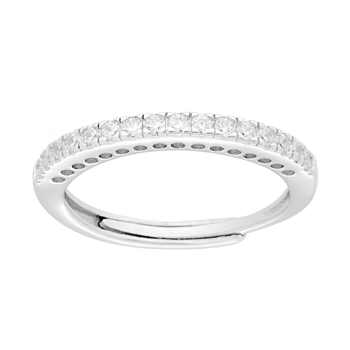 Anello Veretta con Cubic Zirconi Bianchi mm 2 in ARGENTO 925 Galvanica Rodio