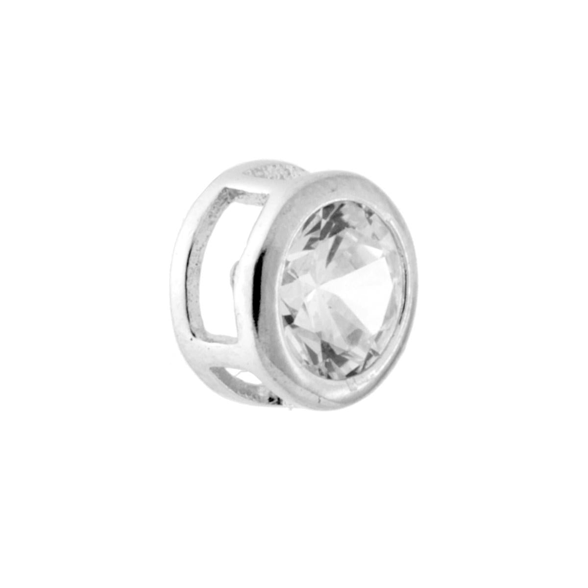 Ciondolo Passante Punto Luce Cipollina con Zircone Bianco Tondo mm 6 in ARGENTO 925 Galvanica Rodio