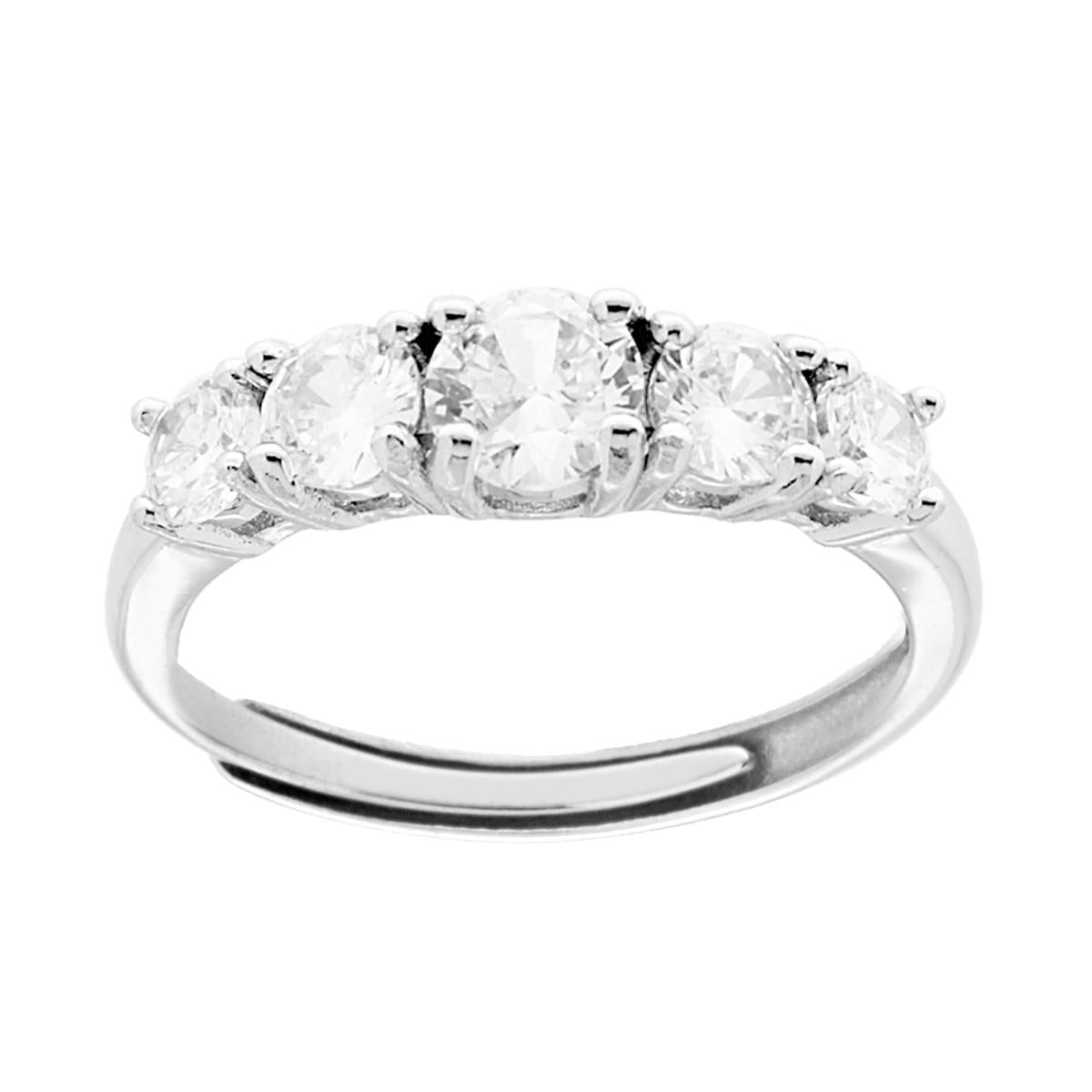 Anello Veretta con Cubic Zirconia Bianchi a degrade mm 5 mm 3.5 in ARGENTO 925 Galvanica Rodio