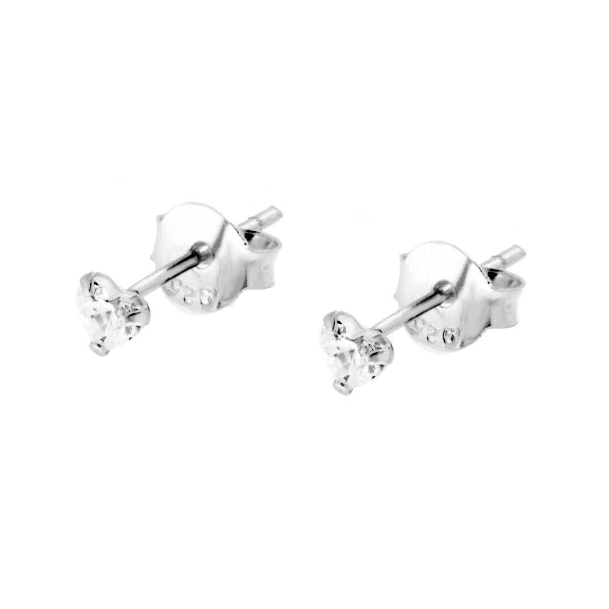 Orecchini Punto Luce Cuore a Griffe con Zircone in ARGENTO 925