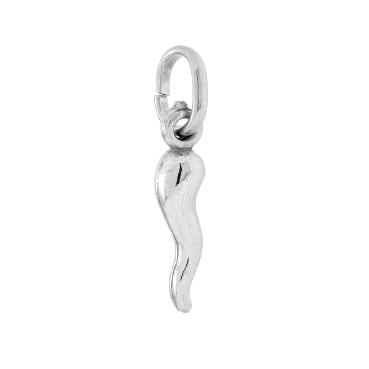 Ciondolo Portafortuna Corno mm 18 in ARGENTO 925 Galvanica Rodio