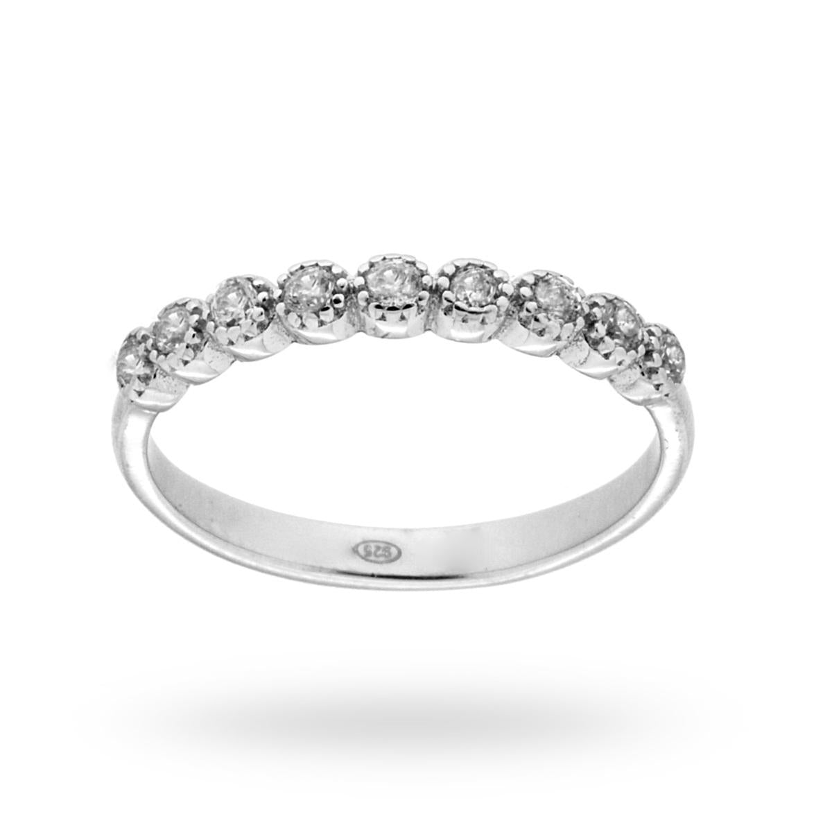 Anello Veretta con Zirconi Bianchi mm 2.5 in ARGENTO 925 Rodiato