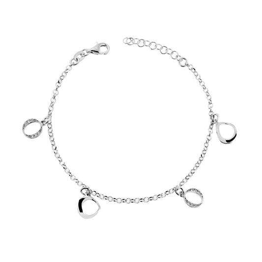 Bracciale Catena Rolo con Cerchi in ARGENTO 925 Galvanica Rodio