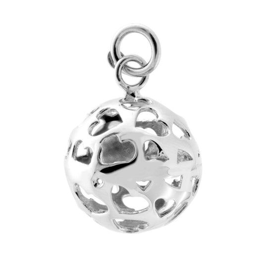 Ciondolo Chiama Angeli mm 20 con Cuori traforati in ARGENTO 925 Galvanica Rodio