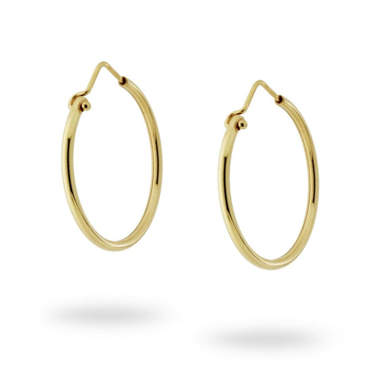 Orecchini Cerchio mm 32 con canna mm 2.1 in ARGENTO 925 Galvanica Oro