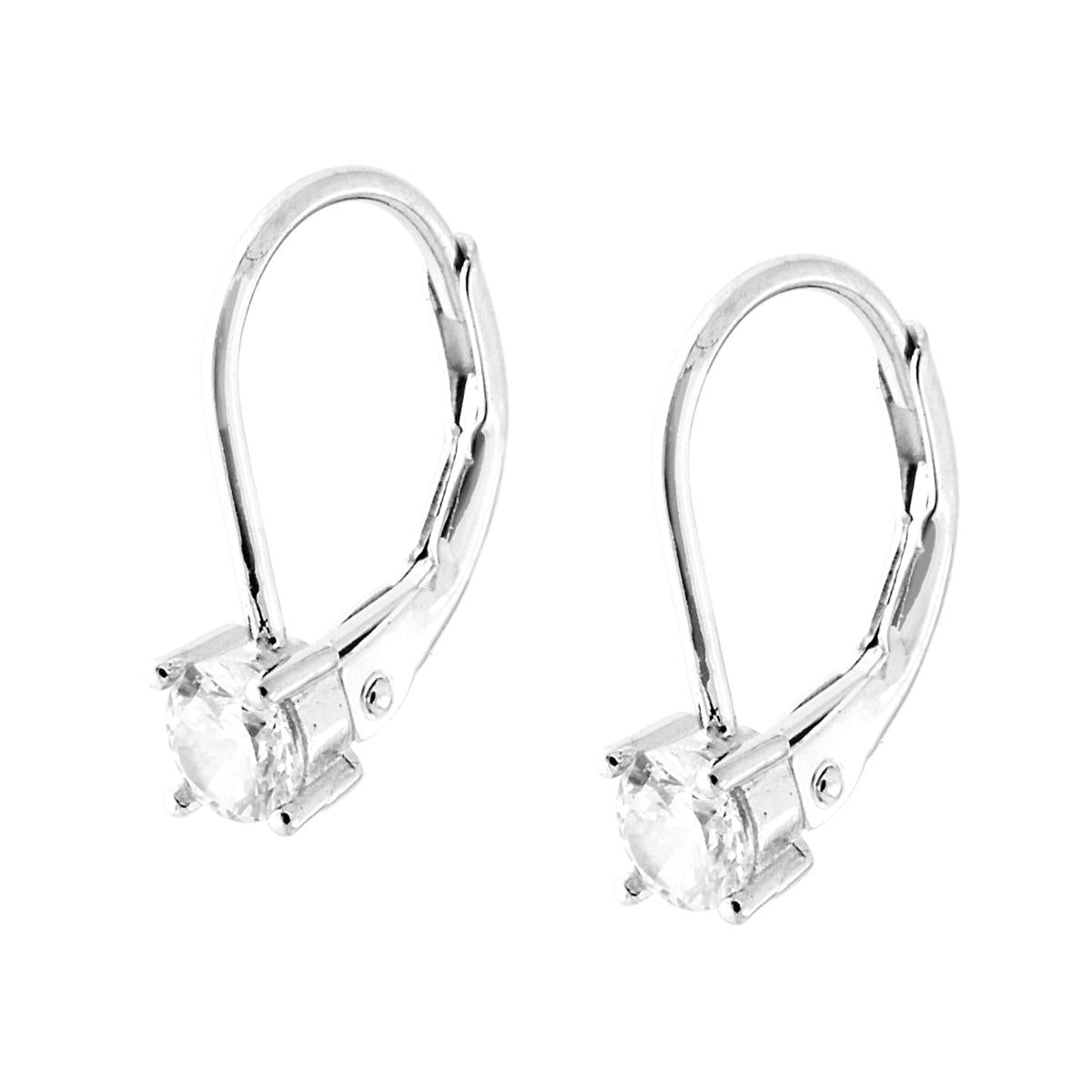 Orecchini Monachella Punto Luce tondo Zircone Bianco mm 4 in ARGENTO 925 Galvanica Rodio