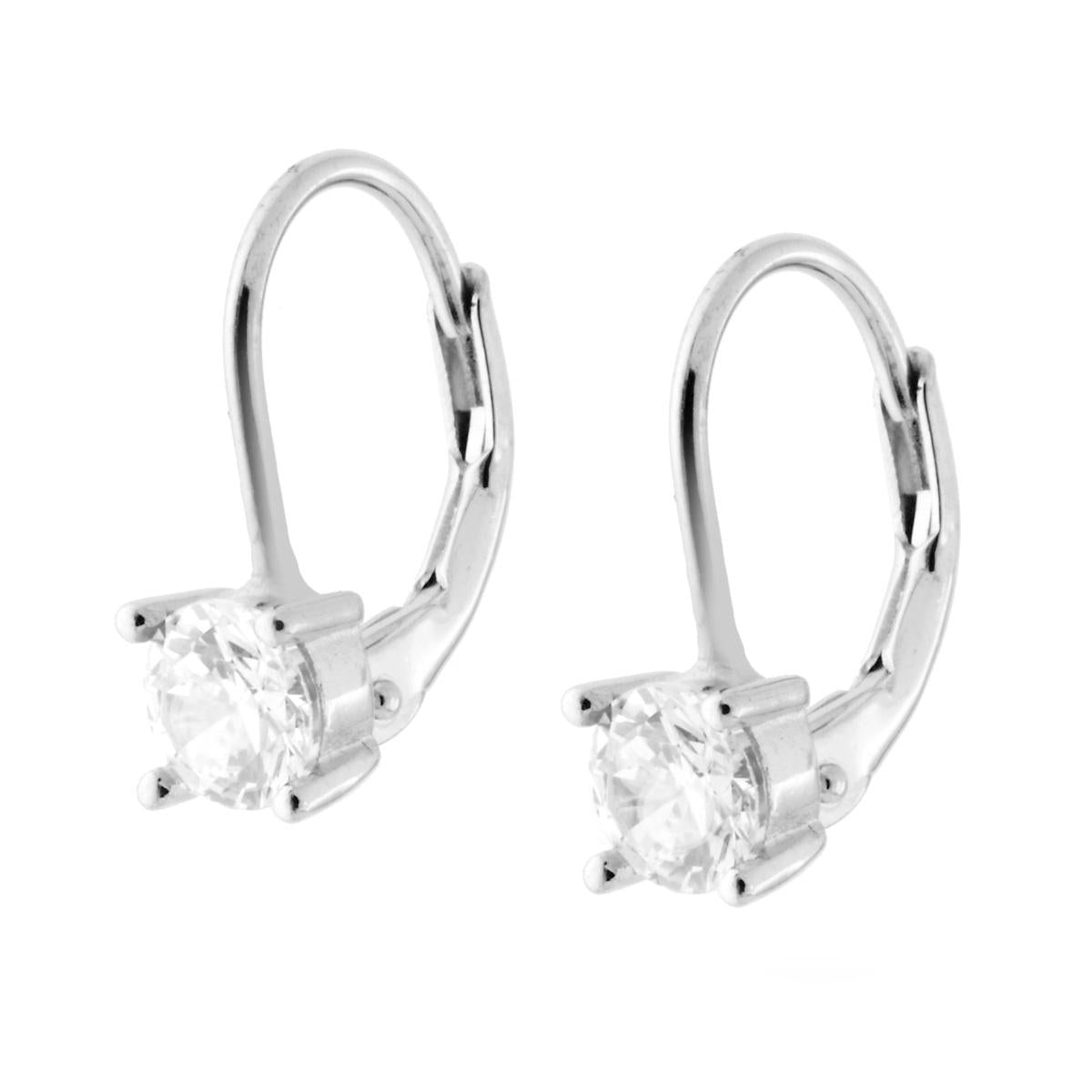Orecchini Monachella Punto Luce tondo Zircone Bianco mm 5 in ARGENTO 925 Galvanica Rodio