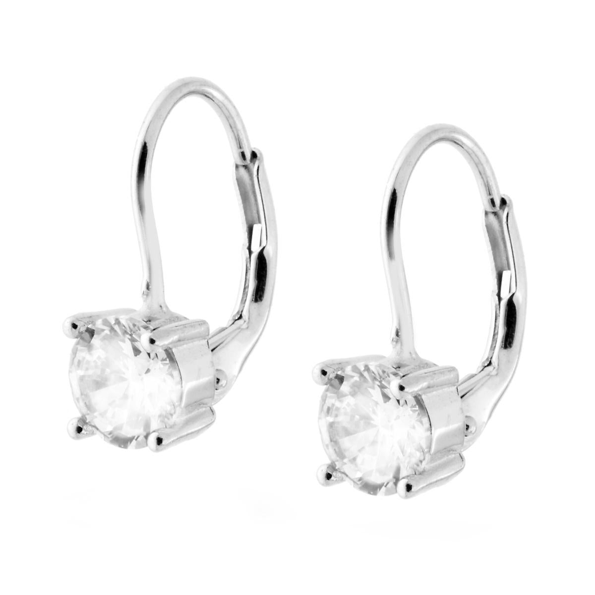 Orecchini Monachella Punto Luce tondo Zircone Bianco mm 6 in ARGENTO 925 Galvanica Rodio
