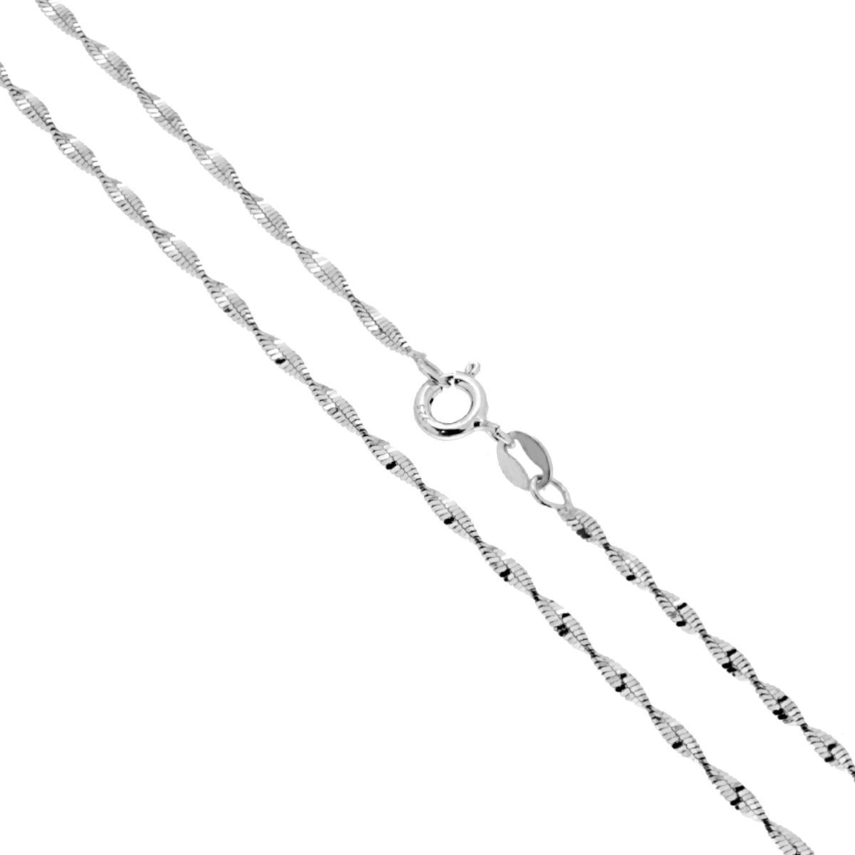Catena Super Singapore 025 sezione mm 1.9 lunghezza cm 45 in ARGENTO 925 Galvanica Rodio