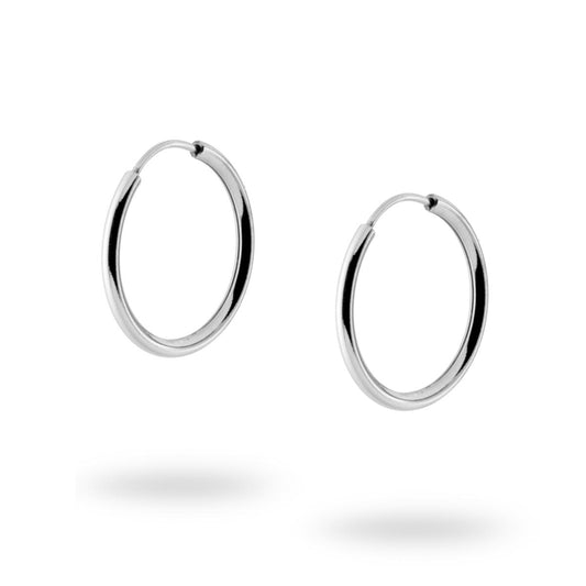 Orecchini a Cerchio mm 20 con canna tubolare mm 1.7 in ARGENTO 925 Galvanica Rodio