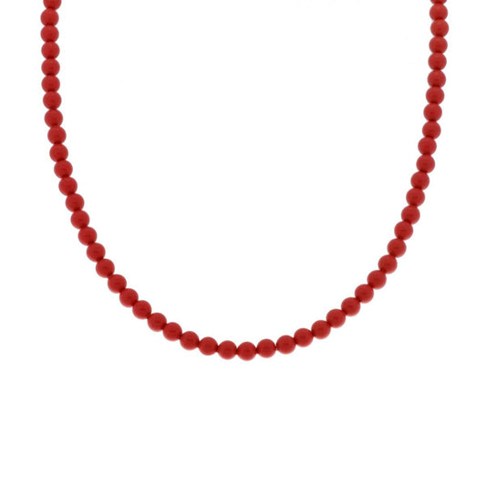 Collana Corallo mm 4 in vetro perlato con filo e chiusura in ARGENTO 925 Galvanica Rodio