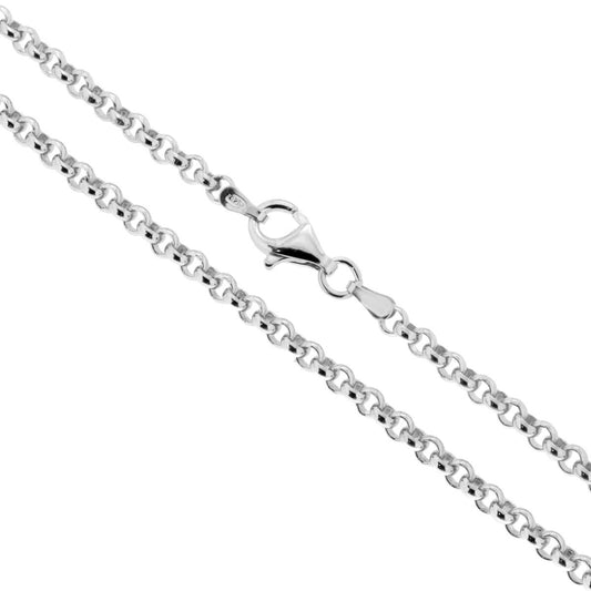 Catena Rolo 055 sezione mm 3.3 lunghezza cm 80 in ARGENTO 925 Galvanica Rodio