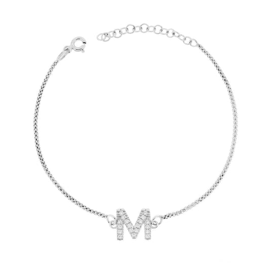 Bracciale con Accessorio Lettera Iniziale e Zirconi in ARGENTO 925