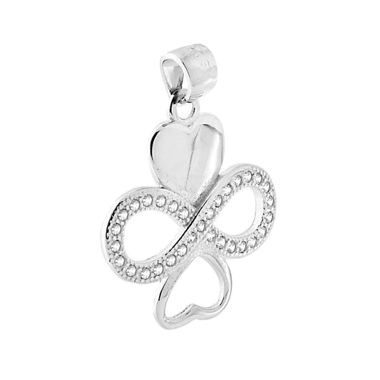 Ciondolo con Cuori e Infinito con Zirconi in ARGENTO 925 Galvanica Rodio