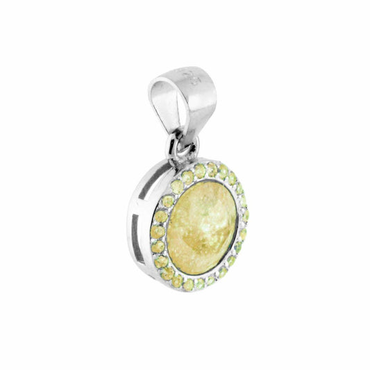 Ciondolo con Pietra Scoppiata Giallo e Zirconi in ARGENTO 925 Galvanica Rodio