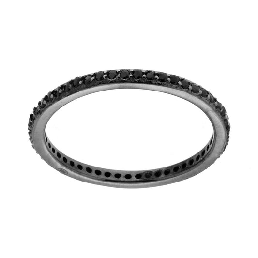 Anello Eternity con Zirconi colore Nero in ARGENTO 925 Galvanica Rutenio