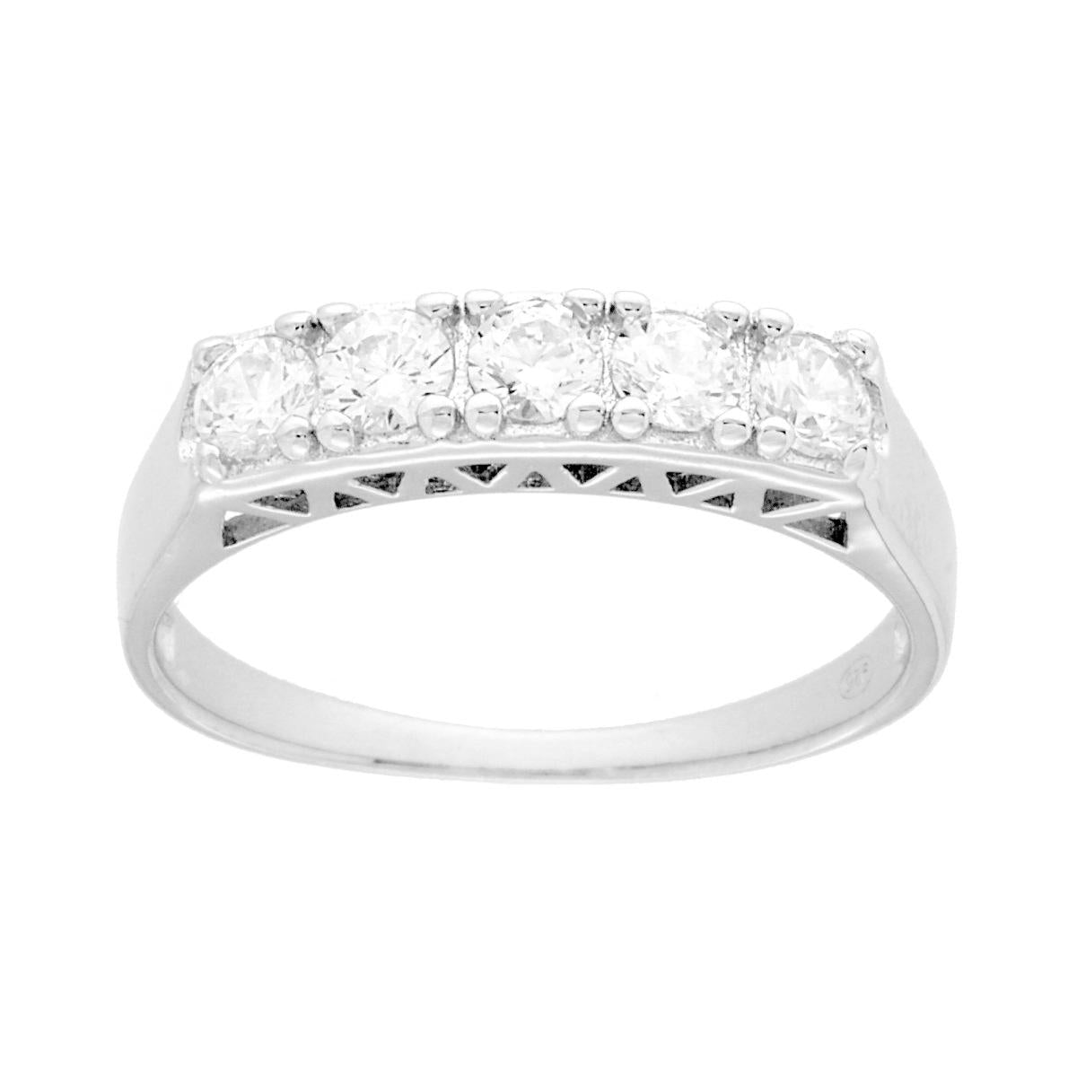 Anello Veretta con Cubic Zirconia Bianchi mm 3 in ARGENTO 925 Galvanica Rodio