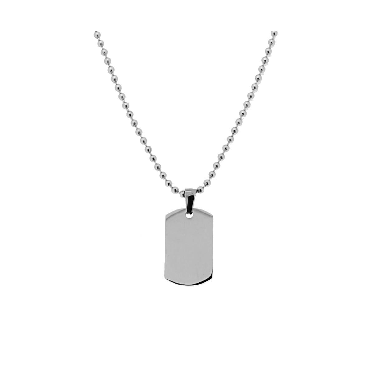 Collana con pendente Piastra Militare Rettangolare in ACCIAIO