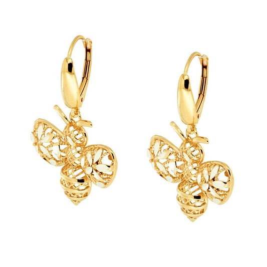 Orecchini Monachella con Ape Diamantata in ARGENTO 925 Galvanica Oro