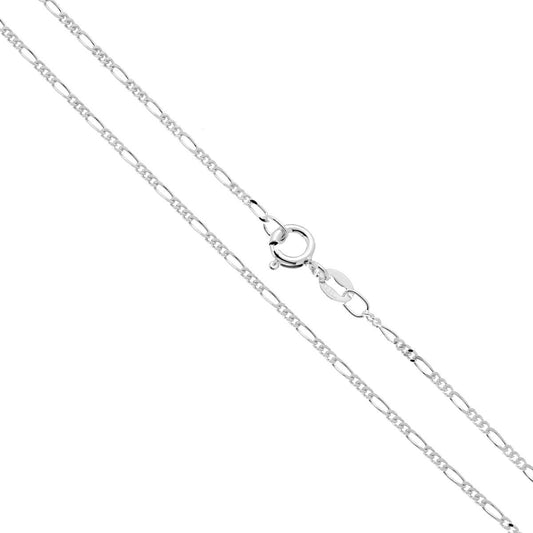 Catena Figaro 040 sezione mm 1.4 lunghezza cm 60 in ARGENTO 925 Galvanica Rodio