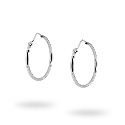Orecchini a Cerchio Liscio mm 32 in ARGENTO 925 Galvanica Rodio