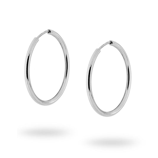 Orecchini a Cerchio Liscio mm 25 in ARGENTO 925 Galvanica Rodio