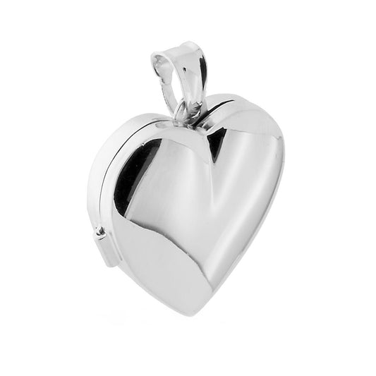 Ciondolo Portafoto o Porta Ricordi a forma di Cuore mm 23 in ARGENTO 925 Galvanica Rodio