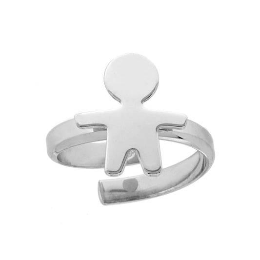 Anello Famiglia con figlio bimbo in ARGENTO 925 Galvanica Rodio