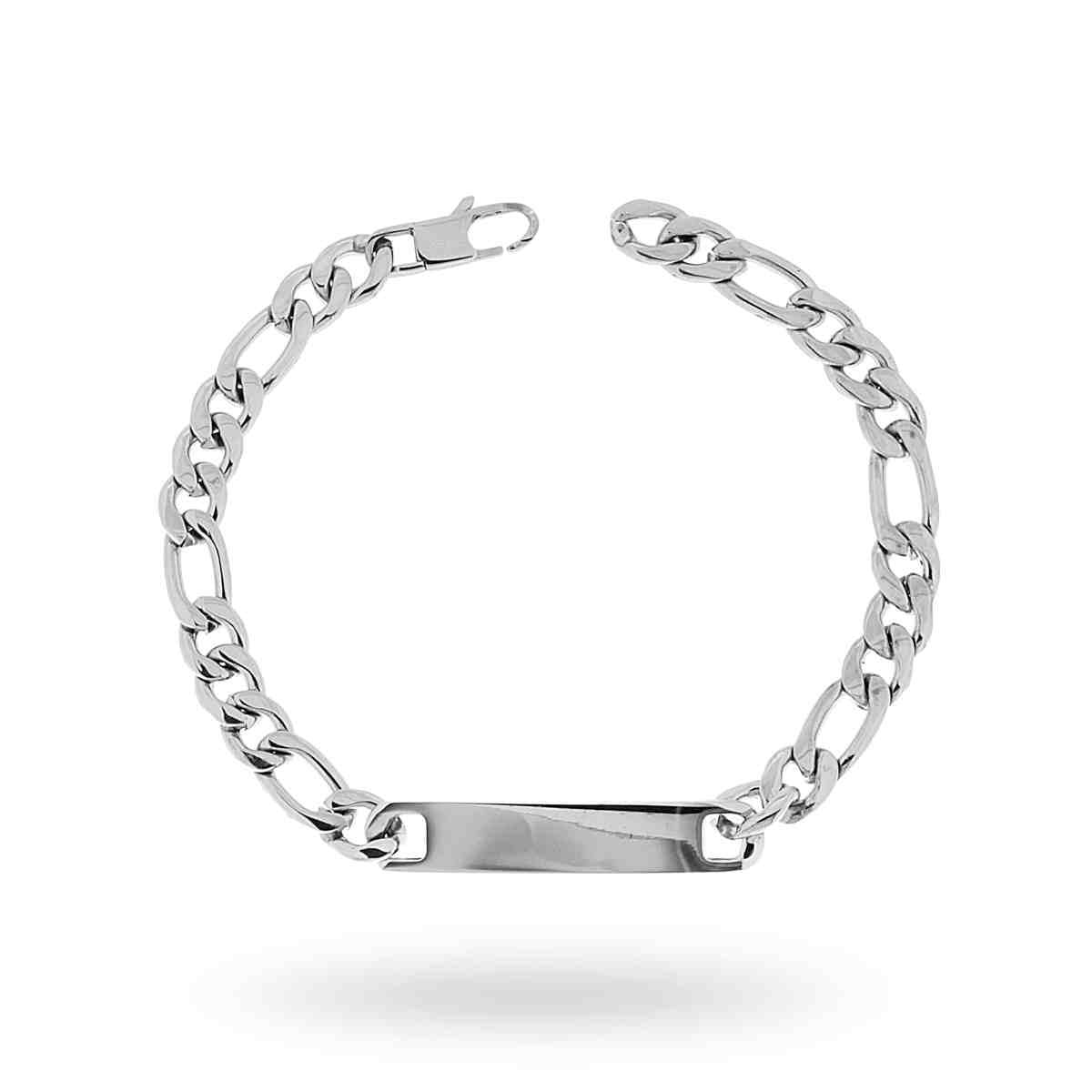 Bracciale Catena Figaro mm 7 con Targa in ACCIAIO