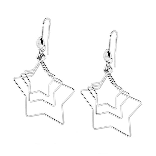 Orecchini con sagoma a forma di Stella in ARGENTO 925 Galvanica Rodio