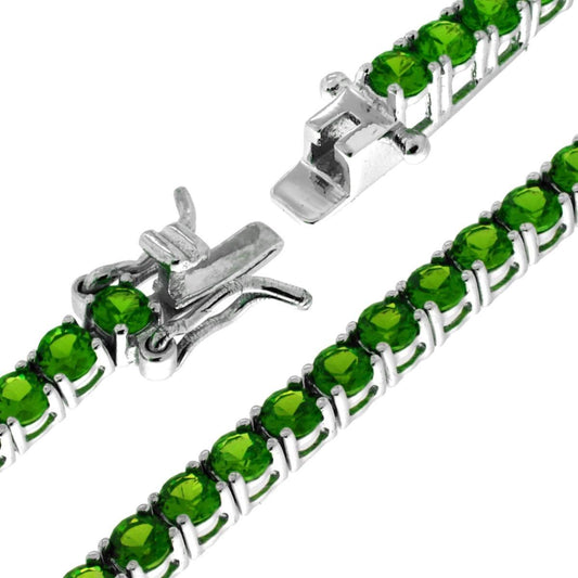 Bracciale Tennis Griffe cm 16.5 con Zirconi mm 3 Verde Smeraldo in ARGENTO 925 Galvanica Rodio