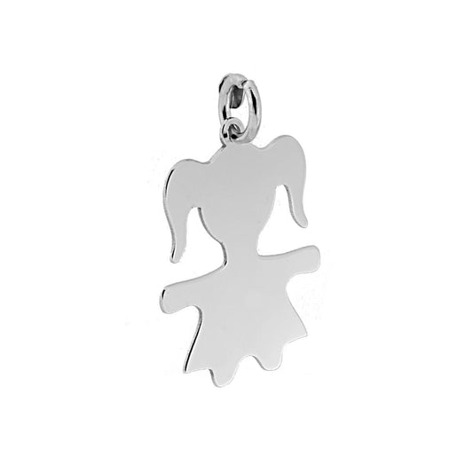 Ciondolo Bimba plain mm 25 in ARGENTO 925 Galvanica Rodio<BR>