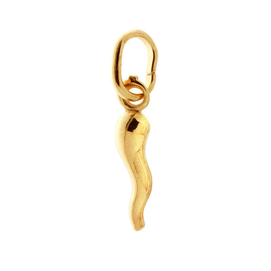 Ciondolo Portafortuna Corno mm 18 in ARGENTO 925 Galvanica Oro